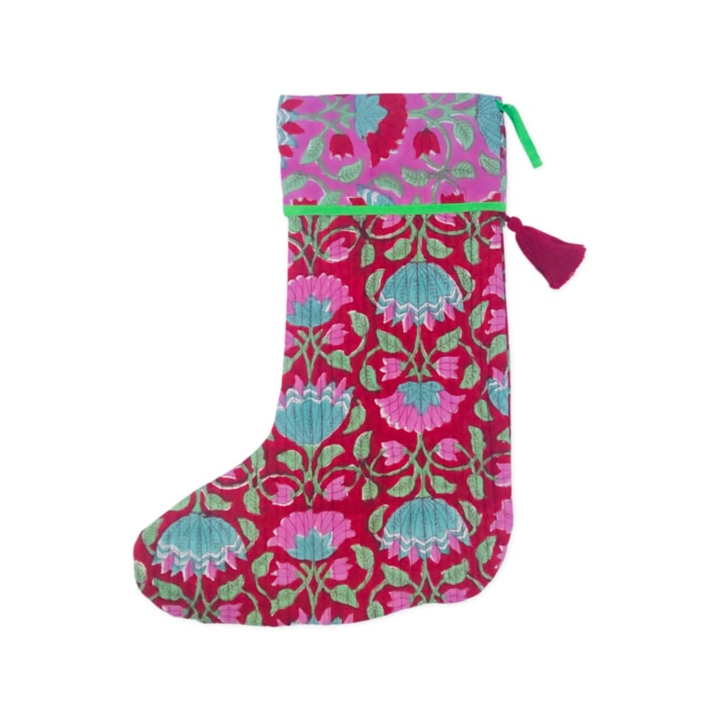 Thumbnail of Red & Floral Christmas Stocking image