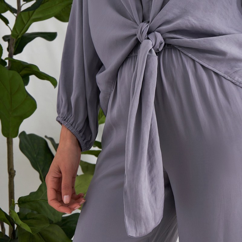 Thumbnail of Satin Loungewear Set In Grey image