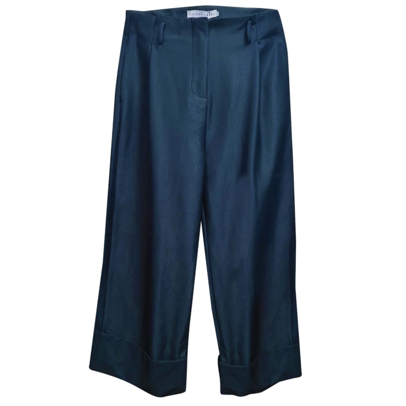 Thumbnail of Rosenburg High Waist Wide Cuff Trousers In Forest Green image