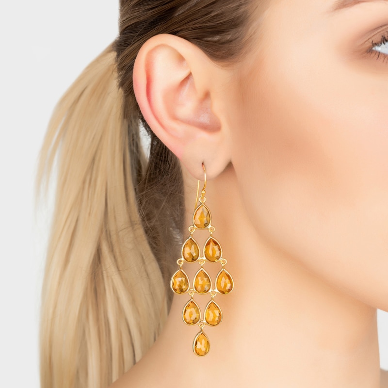 Thumbnail of Erviola Gemstone Cascade Earrings Gold Citrine Hydro image