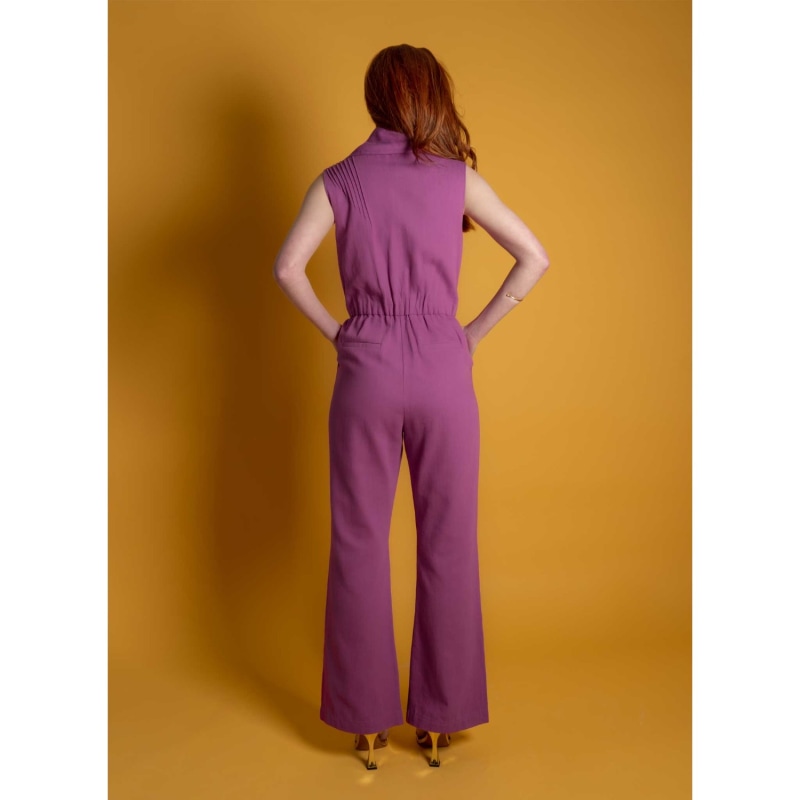 Thumbnail of Double Breasted Shawl Lapel Jumpsuit - Purple Orchid image