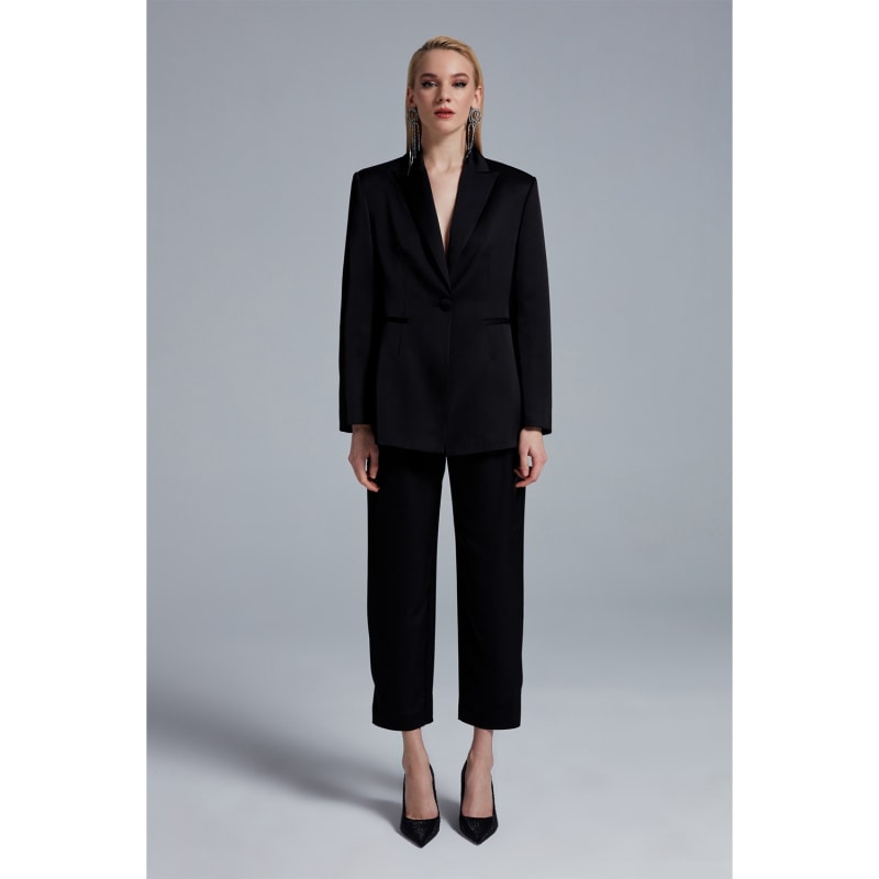 Thumbnail of Logan Black Satin Blazer image