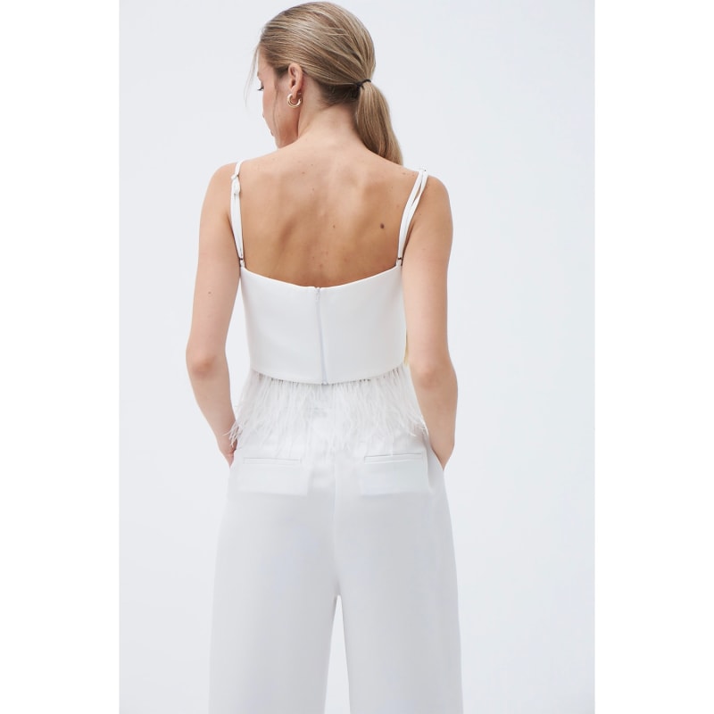 Thumbnail of Logan Ecru White Satin Palazzo Pants image