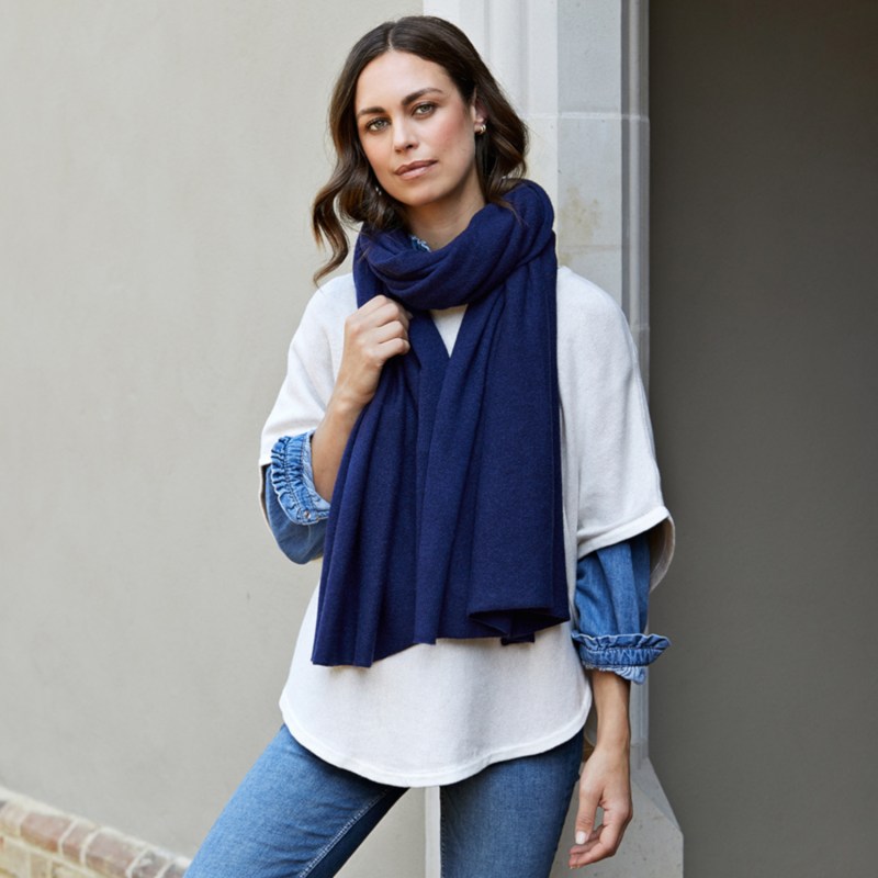 Thumbnail of Lola French Navy Cashmere Travel Wrap image