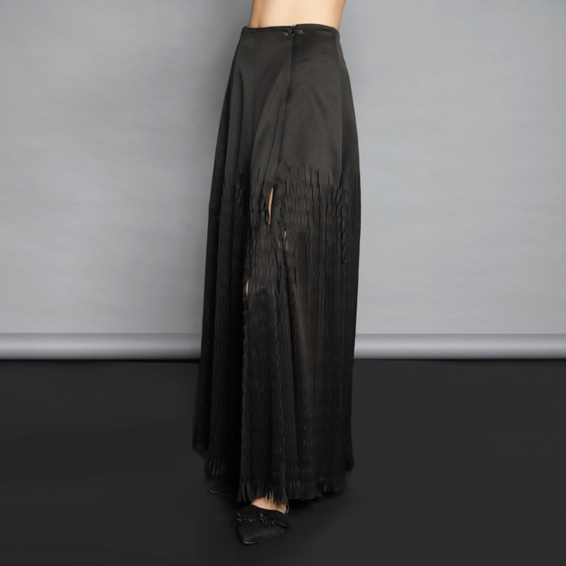 Thumbnail of Long Black Laser Cut Paneled Skirt image