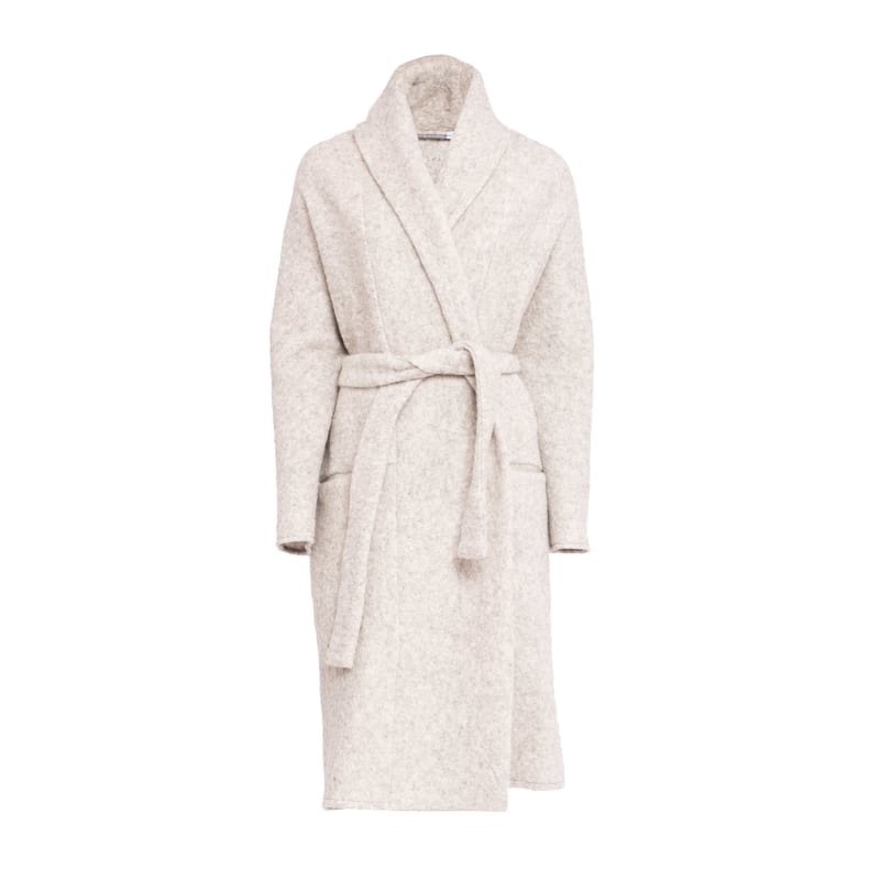 Long Coat In Greige Wool by Bianca Popp