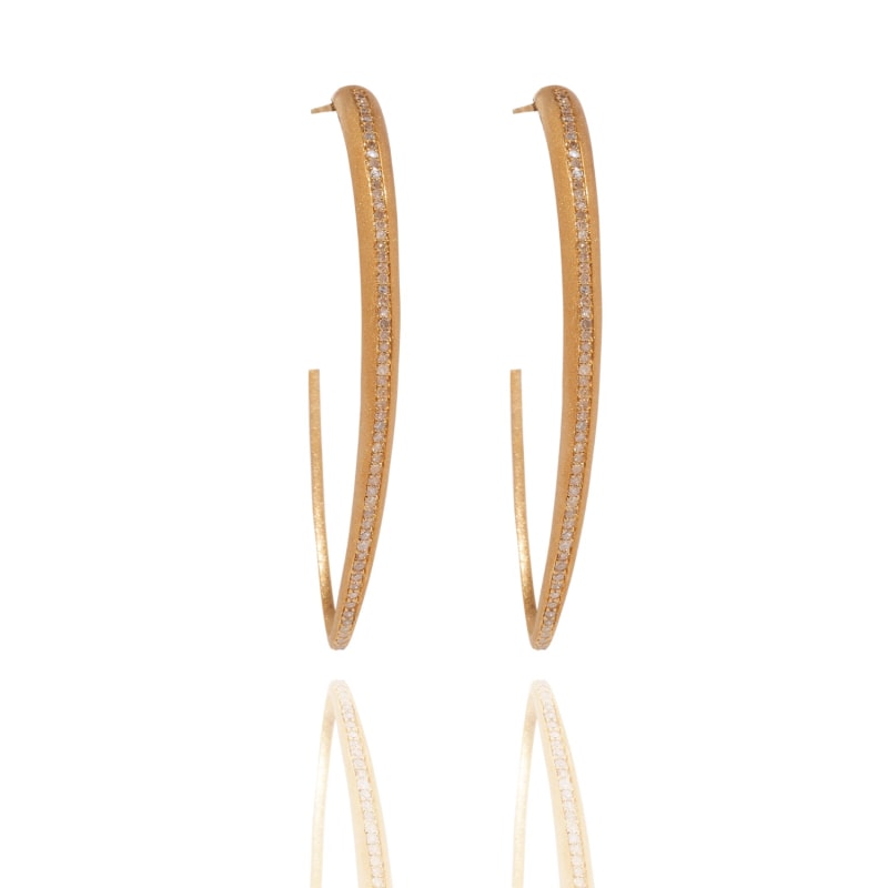 Thumbnail of Long Damond Bali Earrings Gold Plated On Silver image