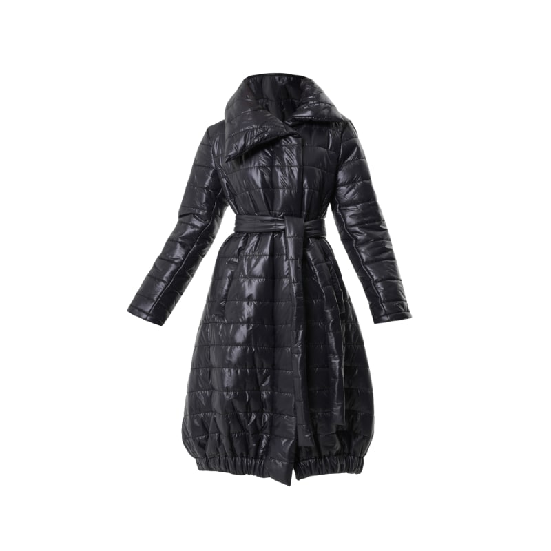 Thumbnail of Long Down Coat With Belt In Black image