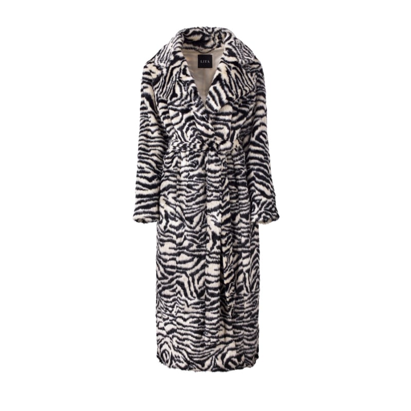 Zebra print fur coat online