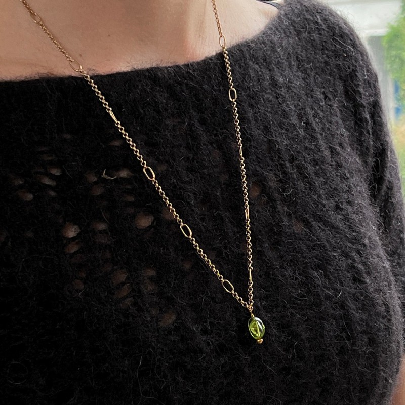 Thumbnail of Long Ovala Chain With Peridot Semi Precious Stone image