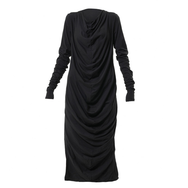 Long Sleeve Black Dress With Side Slits | Metamorphoza | Wolf & Badger