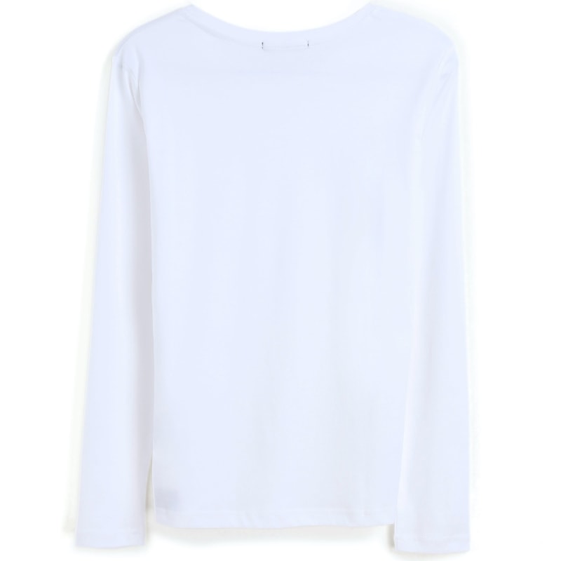 Long Sleeve Crew Neck Mercerized Cotton - White by Bellemere New York