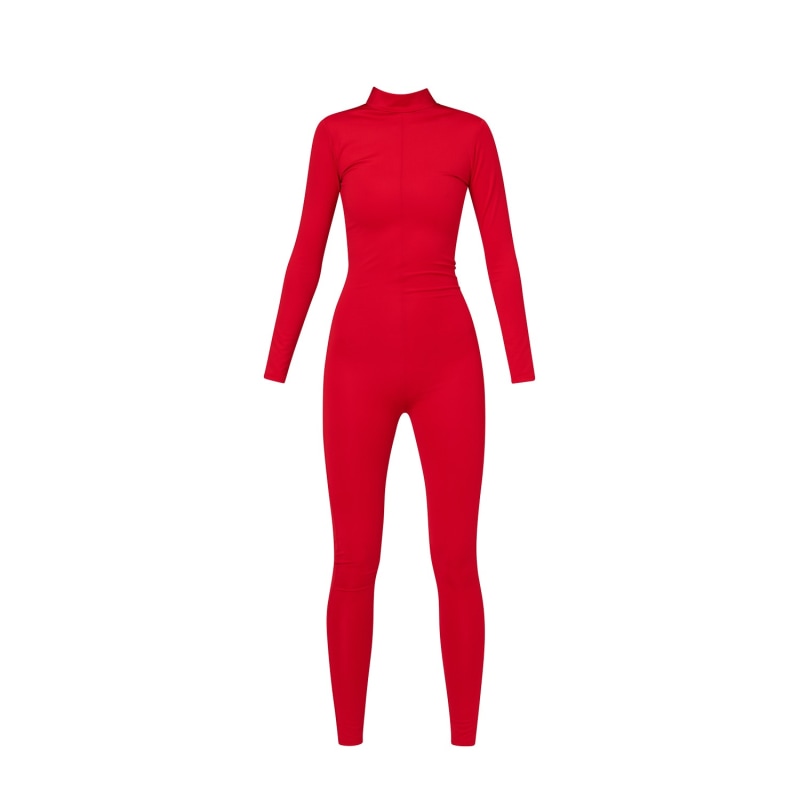 Red sleeve jumpsuit cheap
