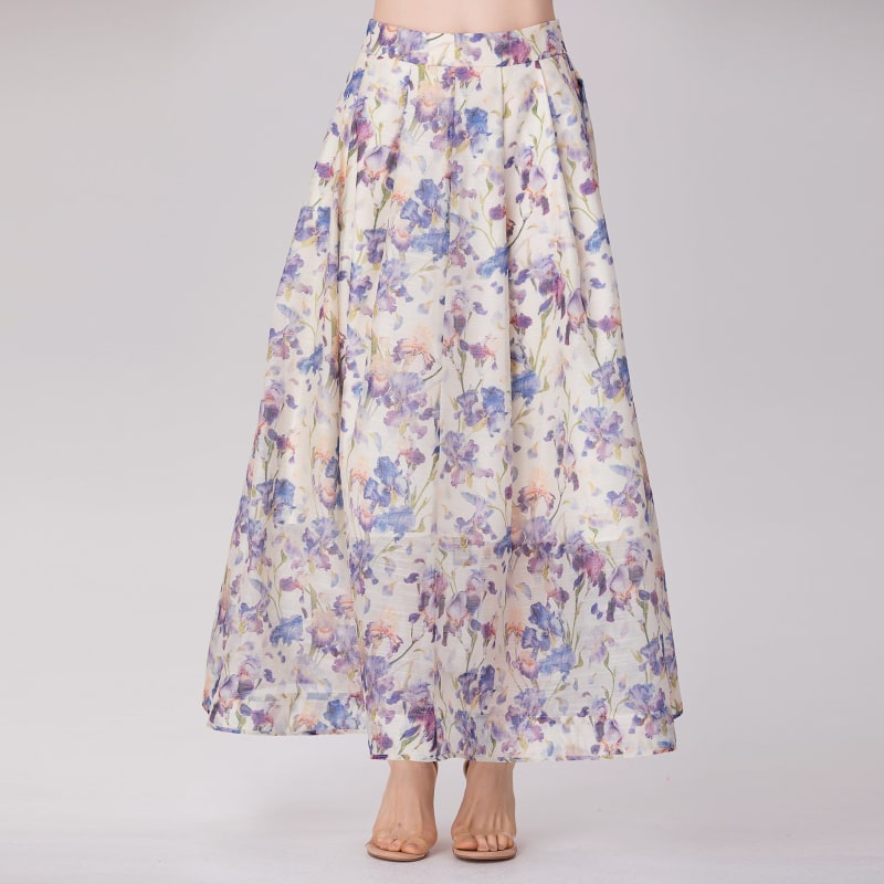 Thumbnail of Flower Print A-Line Organza Skirt - Multicolor image