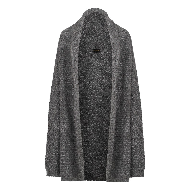 Loose Fit Mohair Wool Open Front Cardigan Conquista Wolf Badger