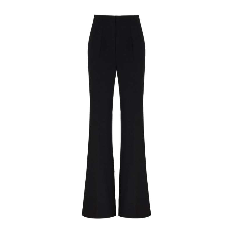 Black High Waist Fitted Flared Pants