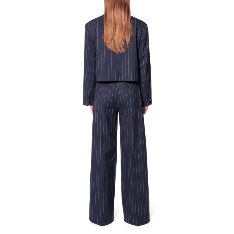 Thumbnail of Stacey Mood Indigo Tennis Stripe Wide Trousers image