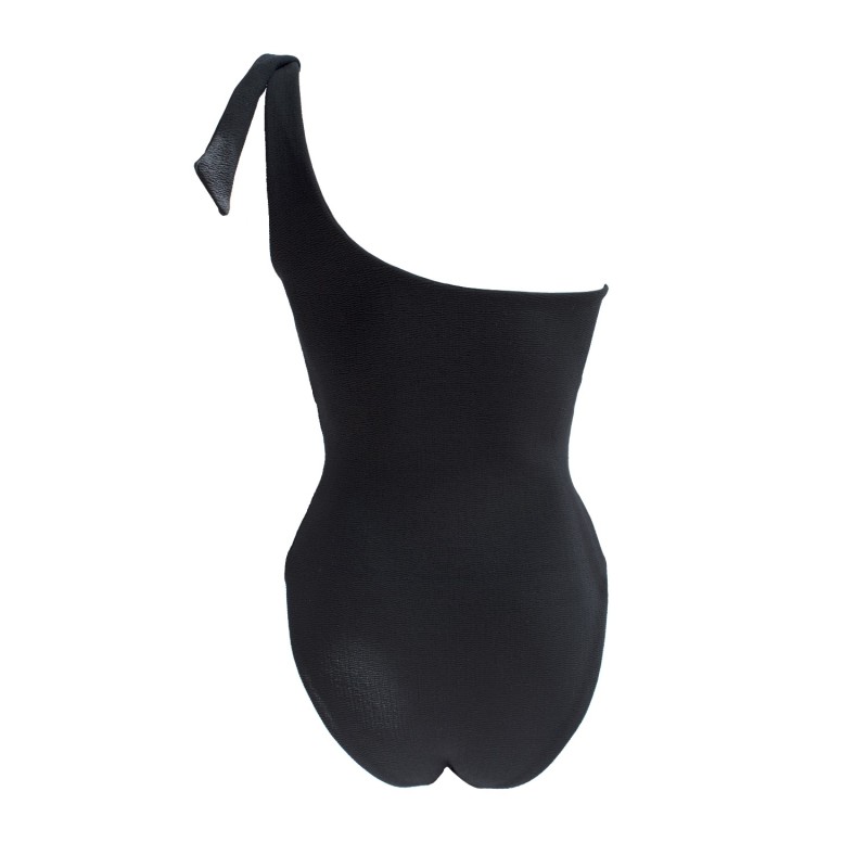 Thumbnail of Lorelei Black Crinkle One-Shoulder One Piece image