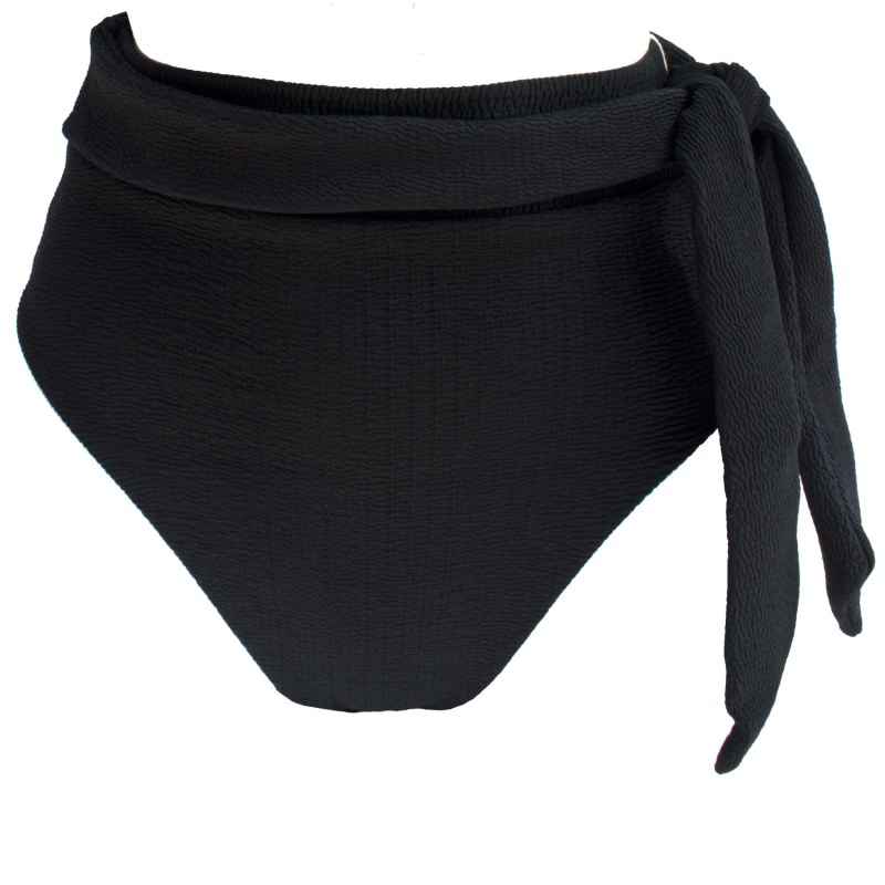 Lorelei Black Crinkle Super High Waisted Bikini Bottom freetides Wolf Badger