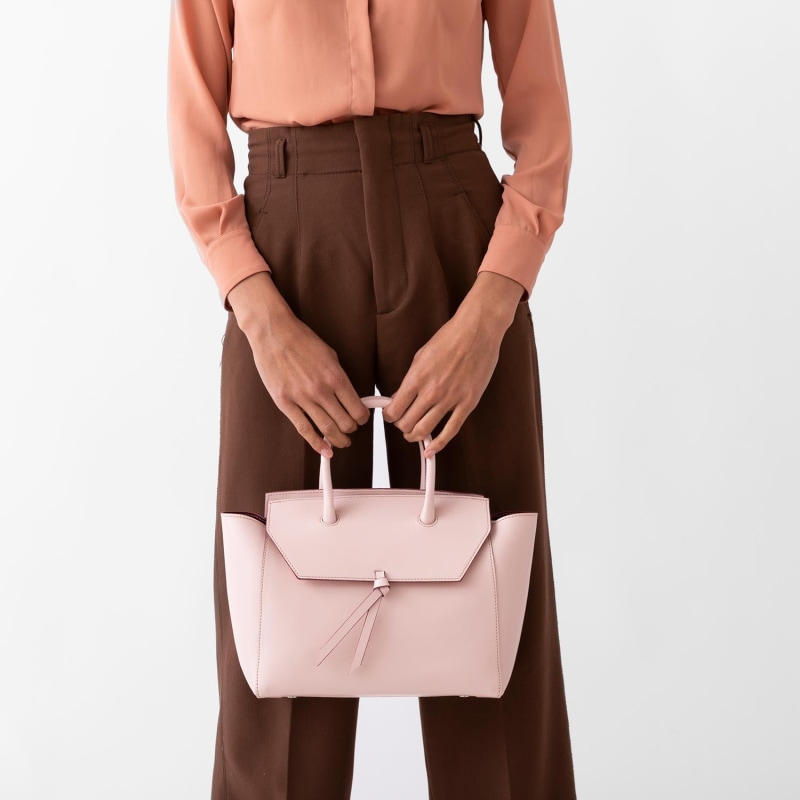 Amalfi Midi Leather Tote Bag - Blush Pink by Alexandra de Curtis