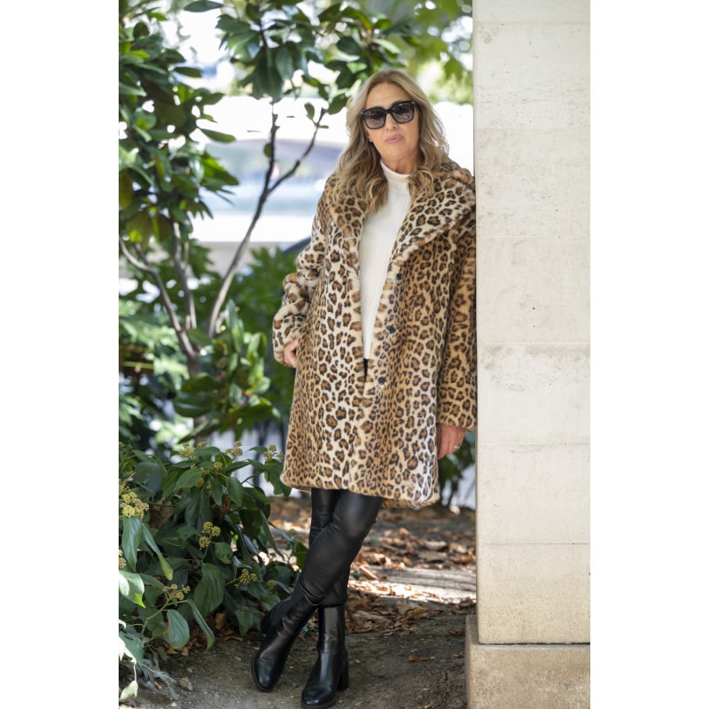 Thumbnail of Loretta Longline Luxe Faux Fur Coat Leopard image