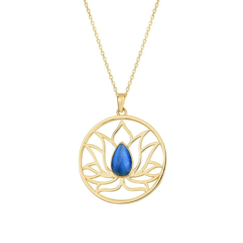 Women s Gold Lotus Chakra Round Charm Sestra Jewelry