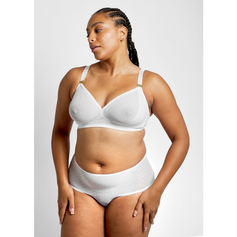 Thumbnail of Lotus Recycled-Lace Fuller-Cup Soft Bralette - Glacier White image