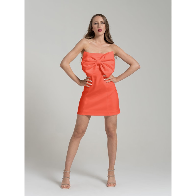 Love Affair Statement Bow Mini Dress - Orange by Tia Dorraine