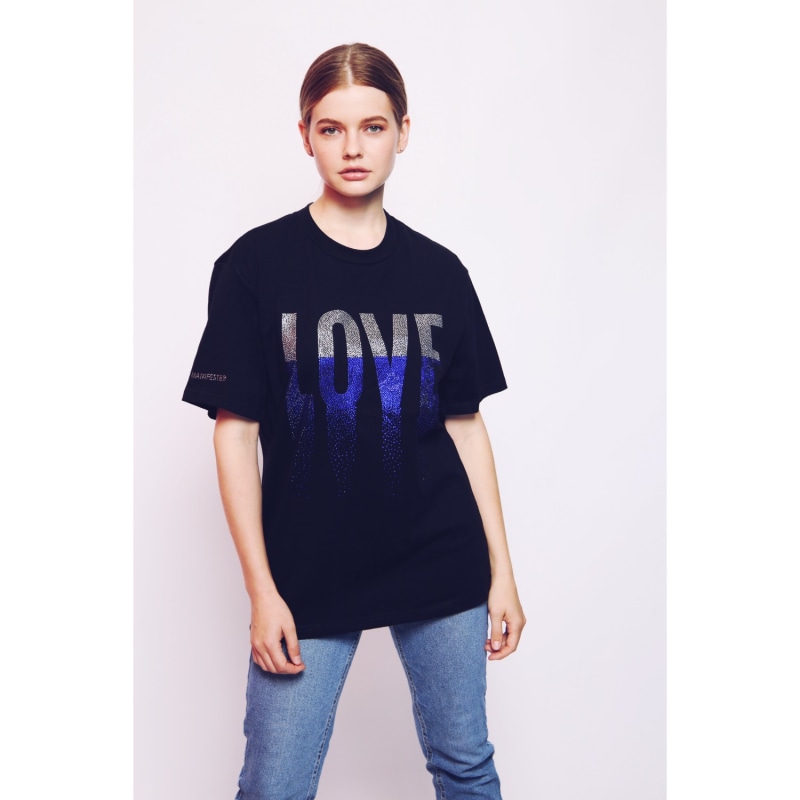 Thumbnail of Love Rhinestoned T-Shirt - Black image