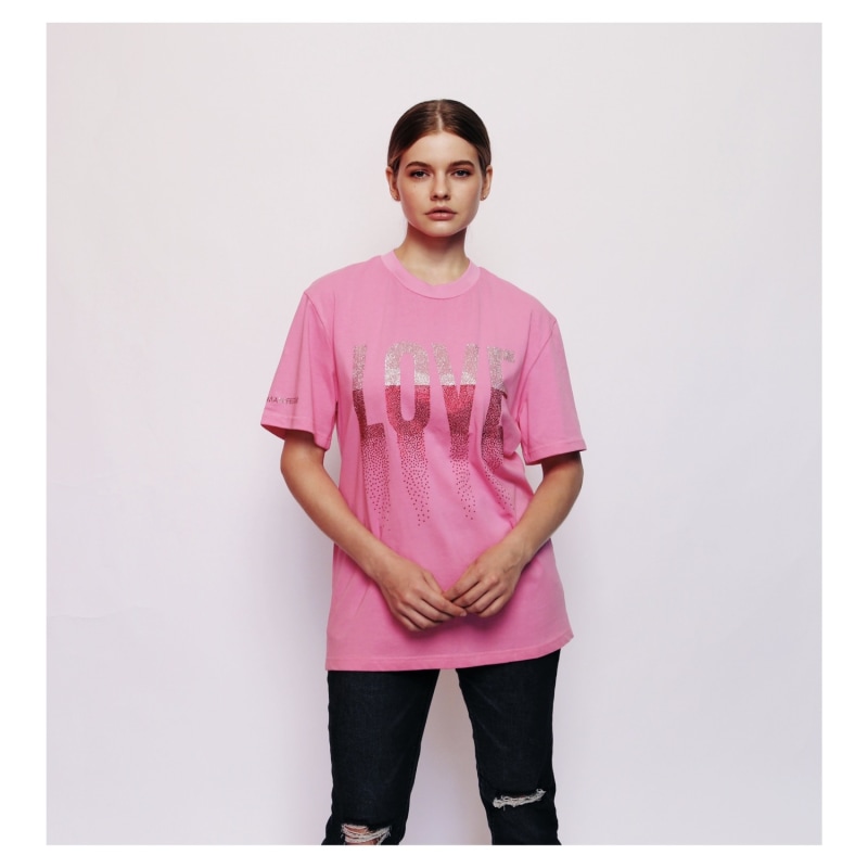 Thumbnail of Love Rhinestoned T-Shirt - Pink image