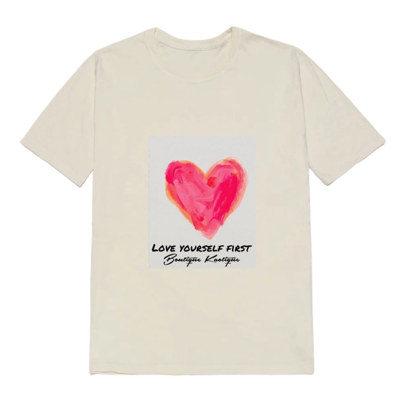 Thumbnail of Love Yourself First Off-White Organic Cotton Tee. image