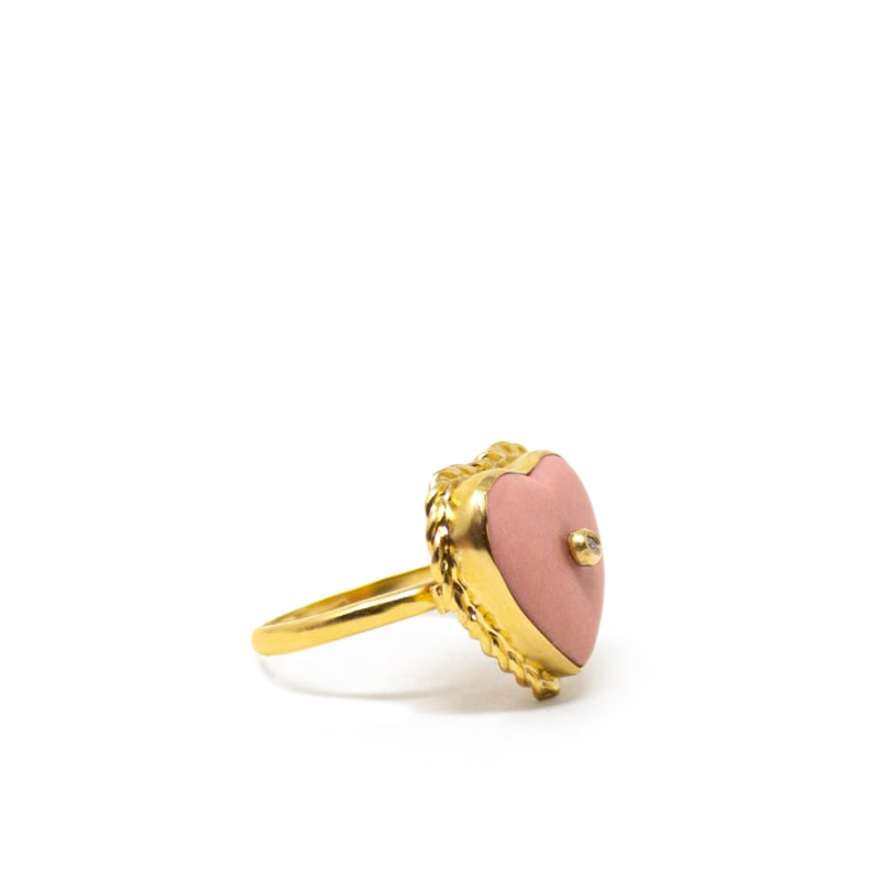 Thumbnail of Lovelight Gold-Plated Pink Heart Stacking Ring image