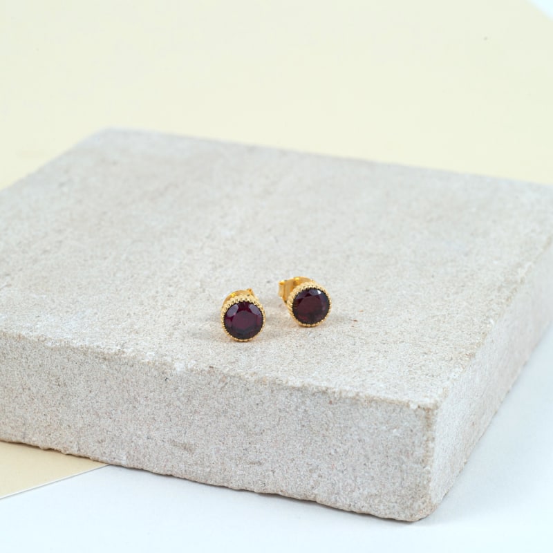 Thumbnail of Barcelona January Garnet Birthstone Stud Earrings image