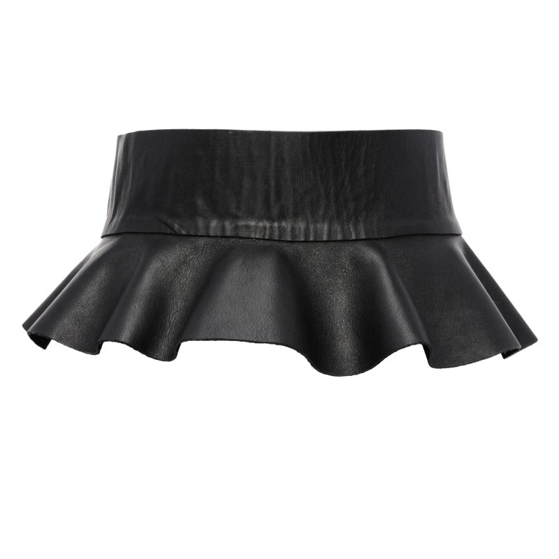 Wide Black Leather Peplum Belt by PLIK x HAYA