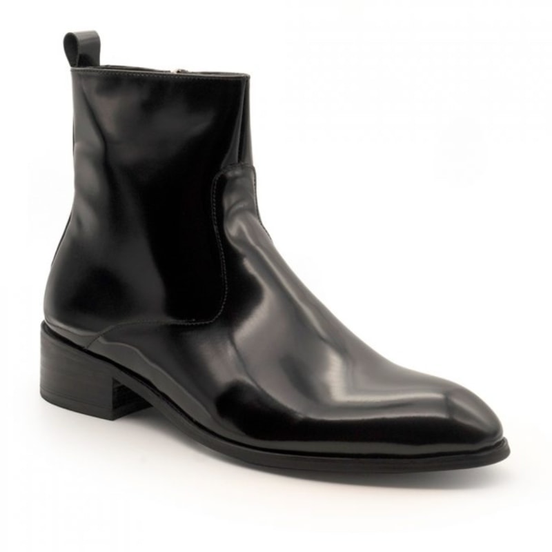 Thumbnail of Leather Tall Boots With Zip – Black image