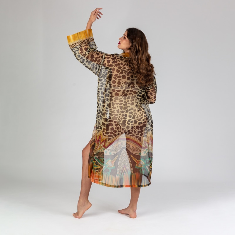 Thumbnail of Chiara - 100% Silk Wildly Bohemian Robe With Sequin Trims image