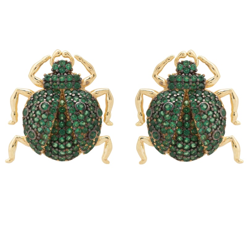 Thumbnail of Scarab Large Bug Stud Earrings Gold image