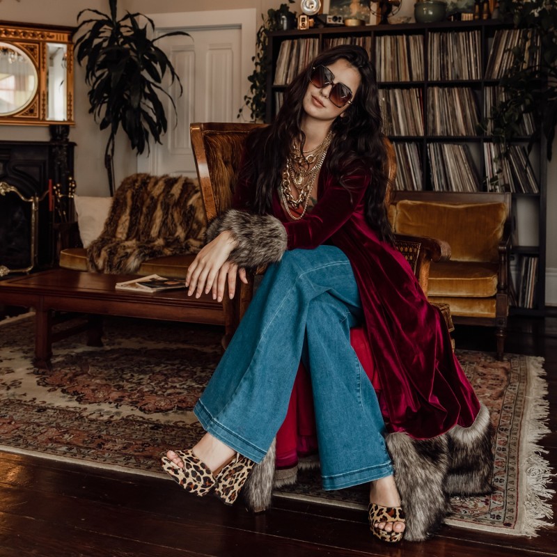 Emerald Velvet Duster With Faux Fur Leopard Cuffs – Jennafer Grace