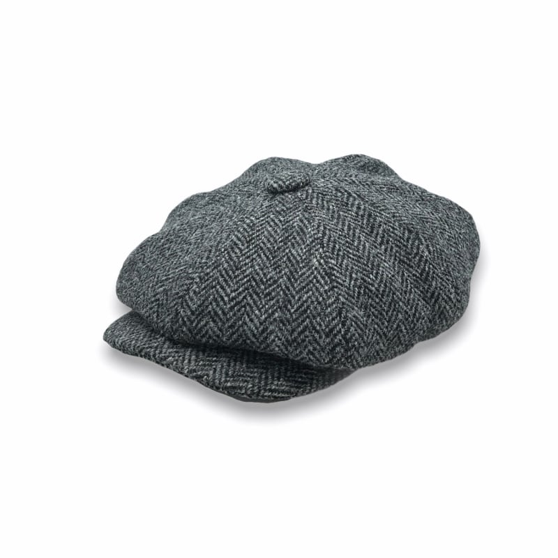 Thumbnail of Rileys Favourite Harris Tweed Bakerboy Cap In Grey Herringbone image