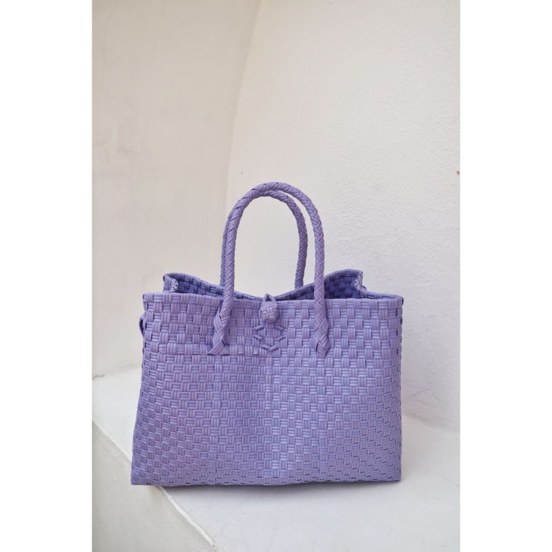 Thumbnail of Lola Recycled Plastic Woven Tote Large In Lavender image