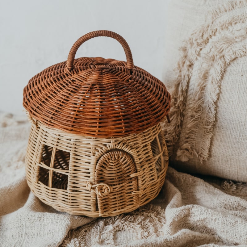 Thumbnail of Valentina Rattan Mushroom House Basket Bag image