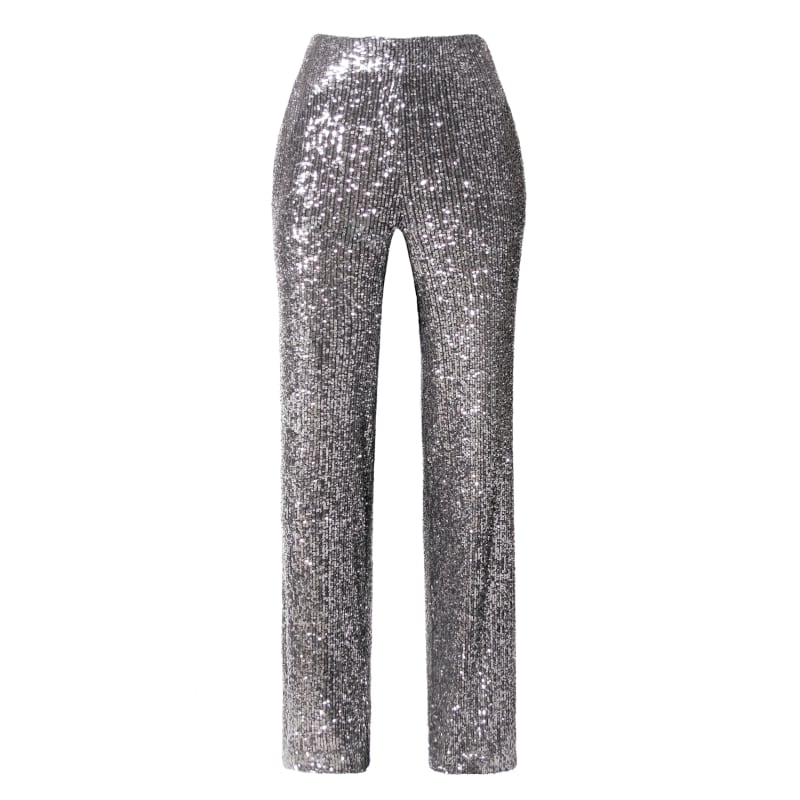 Luca Silver Diamond Sequin Pants Aggi Wolf Badger