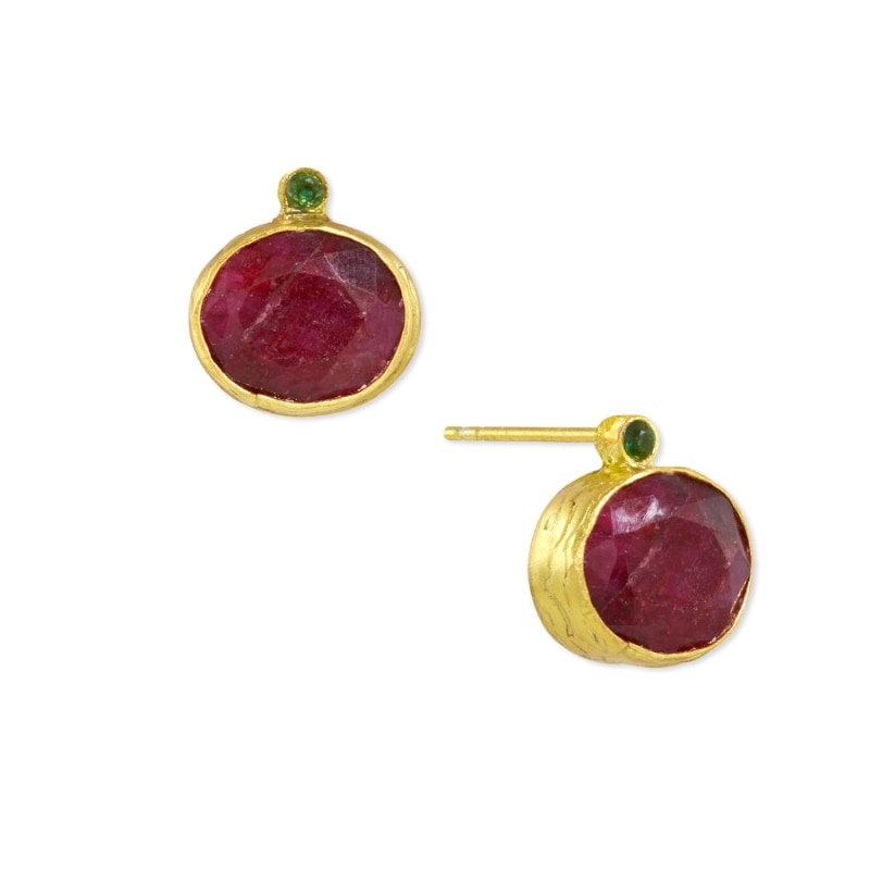 Green ruby earrings cheap