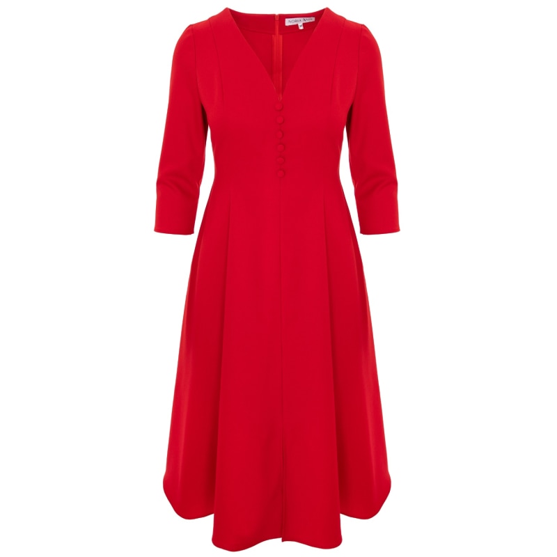 Thumbnail of Lucienne Fit And Flare Midi Dress In Red image