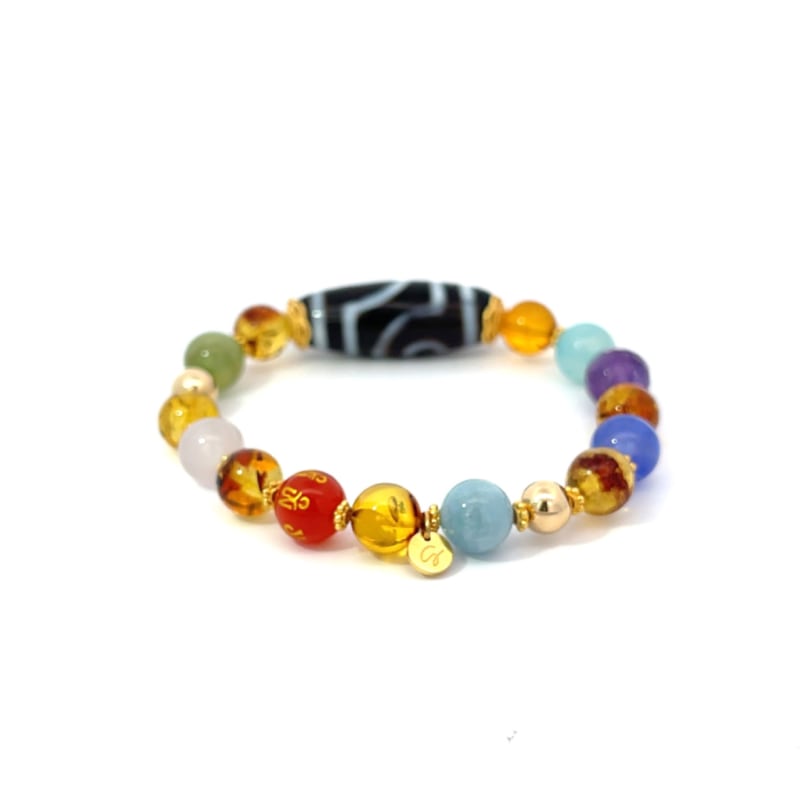 Thumbnail of Lucky Amber - Amber, Agate & Tibetan Dzy Mix Stone Bracelet image