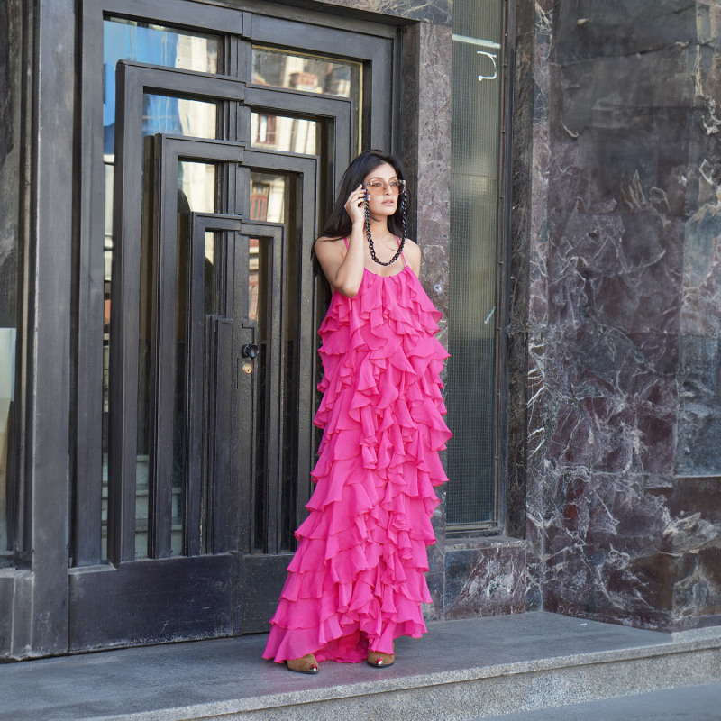 Fuchsia silk dress cheap