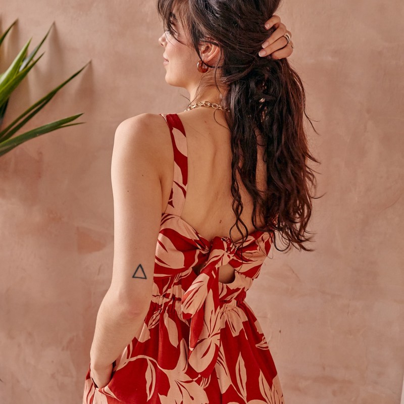 Thumbnail of Luisa Linen Culotte Jumpsuit - Red image