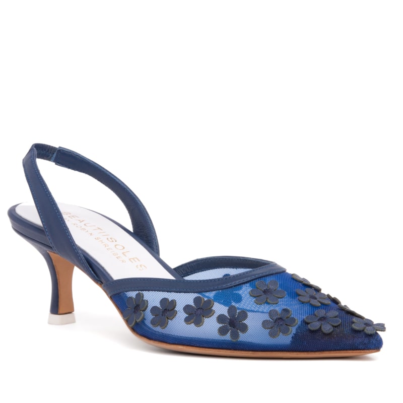 Navy kitten heel slingbacks sale
