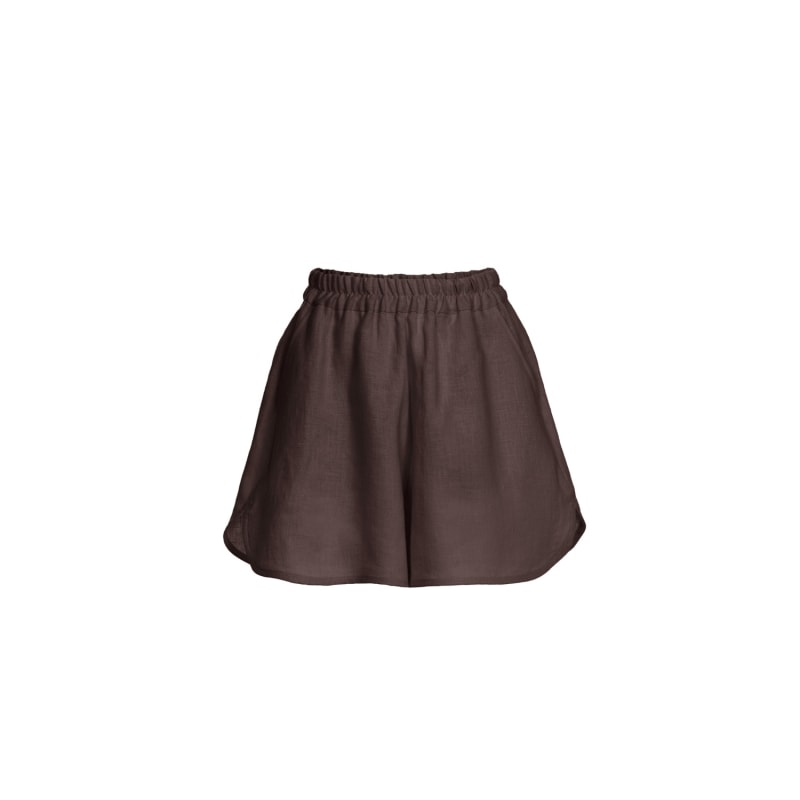 Thumbnail of Luna Linen Shorts In Dark Brown image