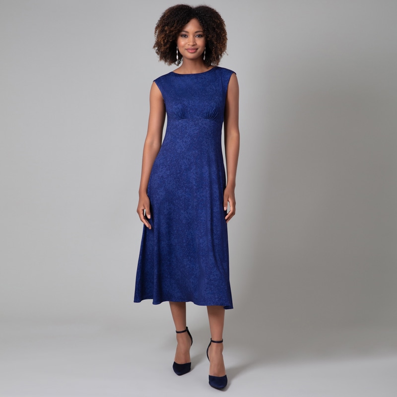 Luna Midi Dress With Pockets In Midnight Eclipse Blue Alie Street London Wolf Badger